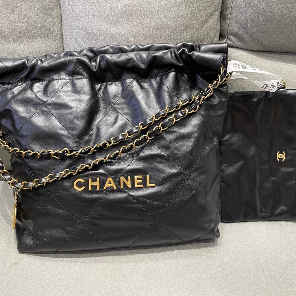 Chanel 22 Bag Small Black Gold Chain Shoulder Crossbody Bag