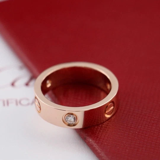Cartier Classic Love Ring 5.5mm 18k Rose/Pink Gold 3 Diamonds EU50/US5.25