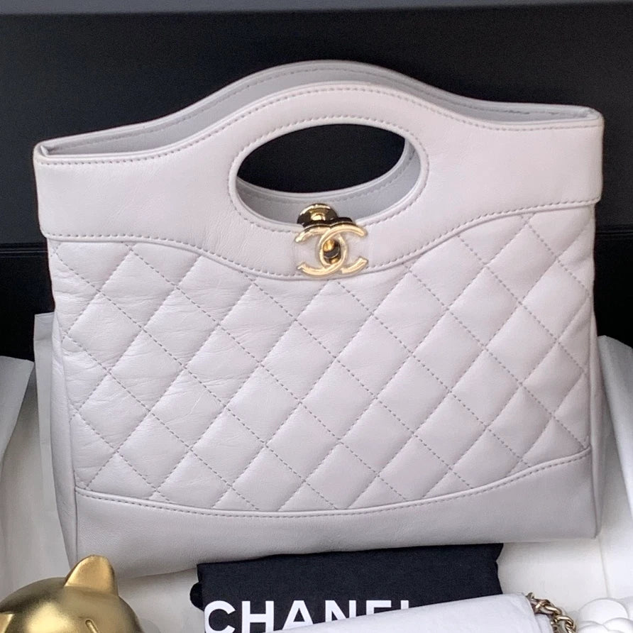 Chanel 31Bag Mini Lambskin Top Handle Shoulder Crossbody Bag Gray Women S