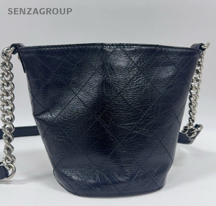 Chanel Waxed Calfskin 2ways Shoulder Crossbody Bag Women Black
