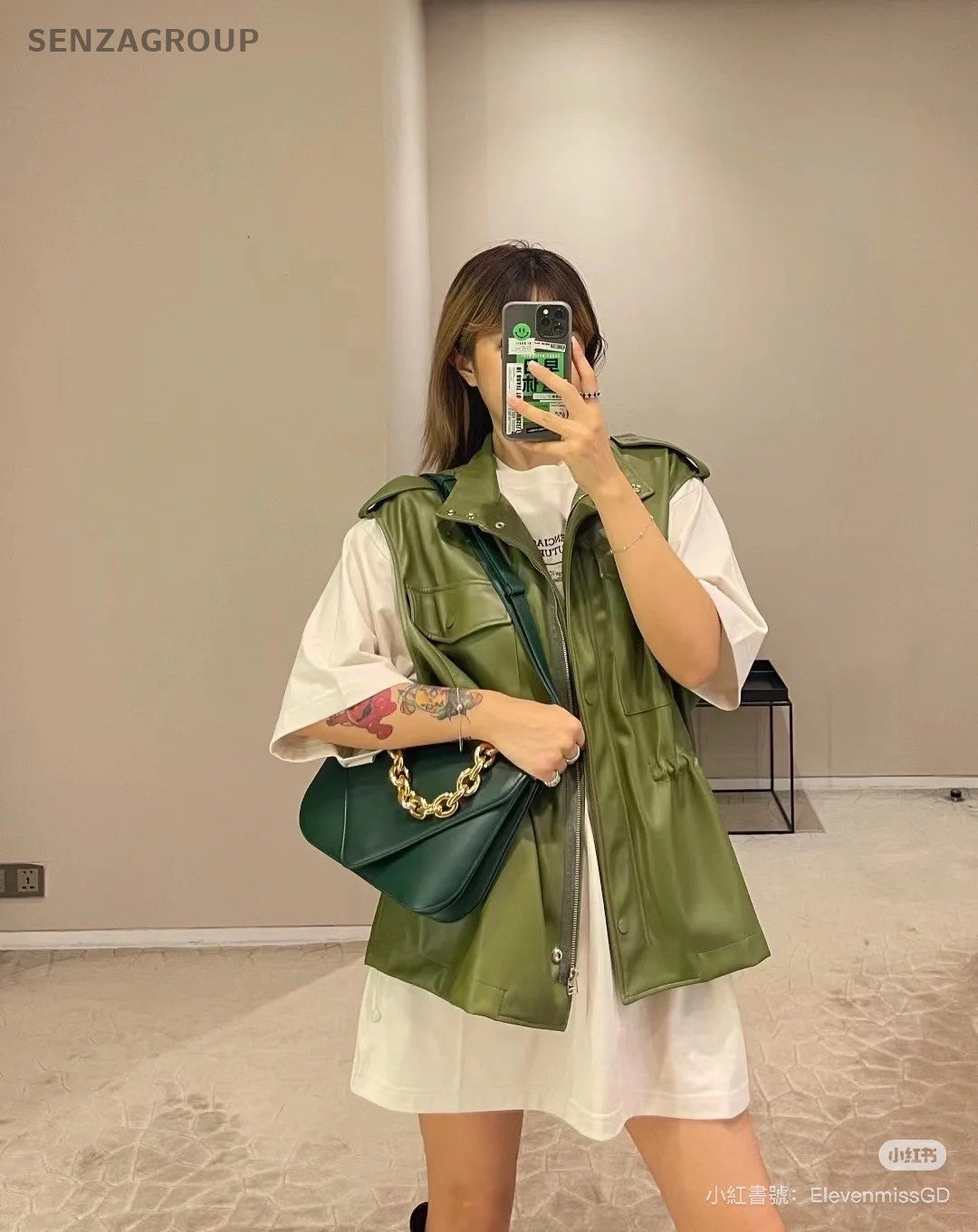BOTTEGA VENETA Mount Envelope Shoulder Crossbody Bag Women Green