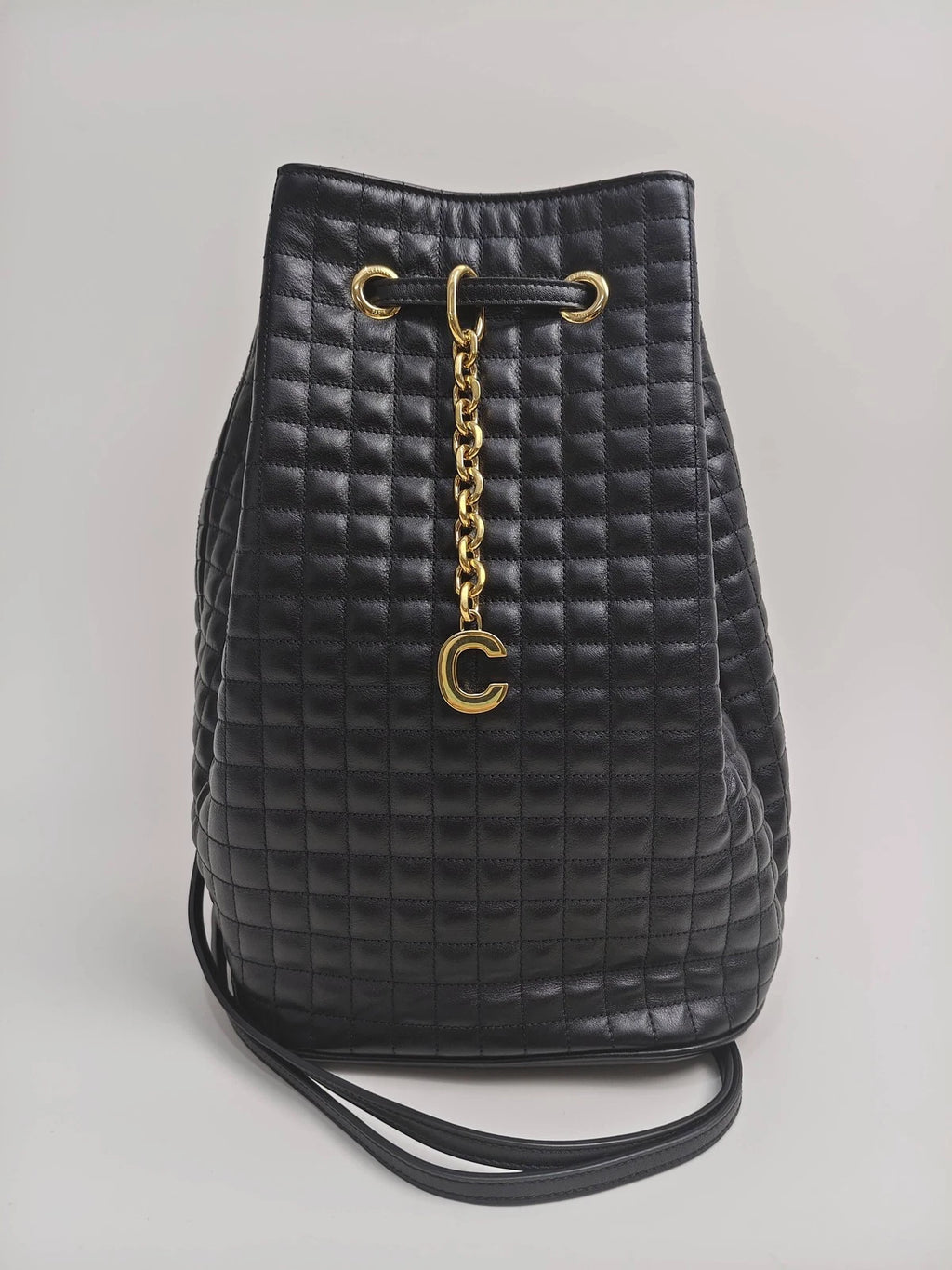 Authentic Celine Black Quilted Leather Backpack For Women
