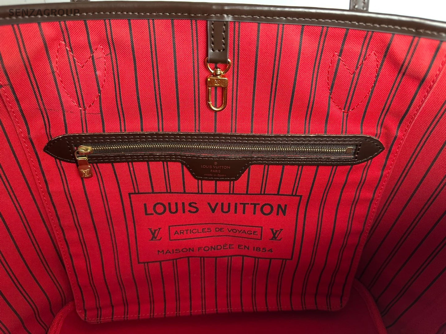 SJ0001 Louis Vuitton canvas Tote Bags neverfull mm size damier red capacity