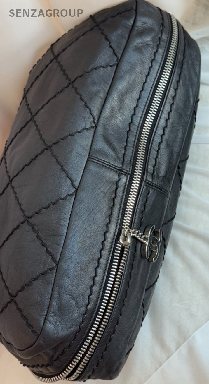Chanel Tote Chain Shoulder Bag Crossbody Black Silver Women Diamond Classic