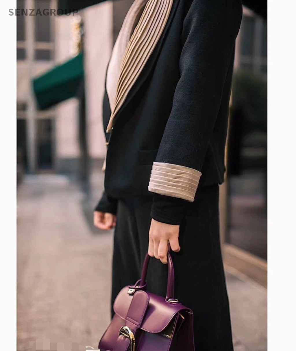 Delvaux Brilliant Calfskin Top Handle Shoulder Crossbody Bag Purple Women