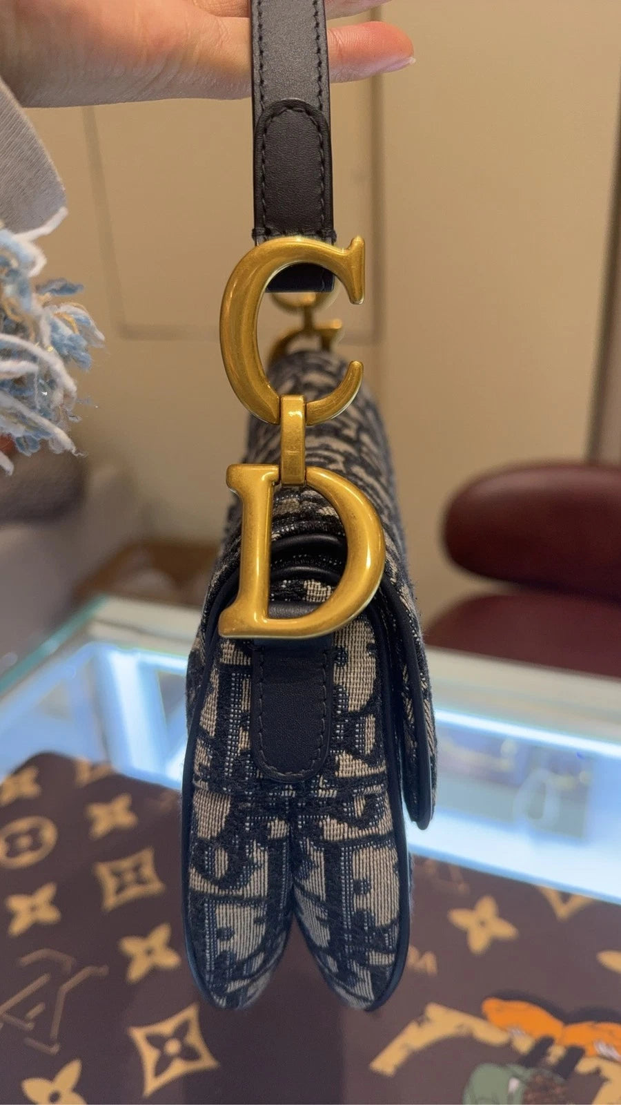 Dior Saddle Canvas Shoulder Bag Excellent