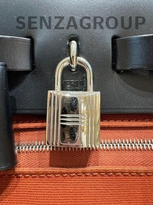 Hermès Herbag 31 Canvas Shoulder Bag Orange Black Silver Hardware