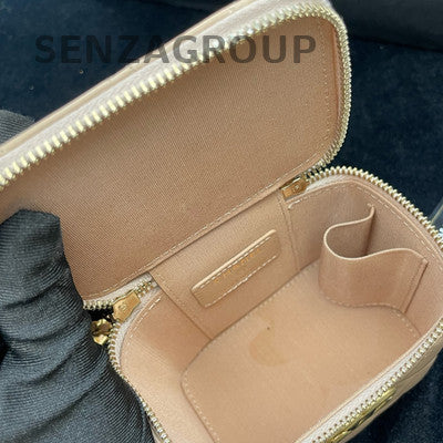Chanel Double Gold Pearl Calfskin Mini Flap Bag Brown Quilted