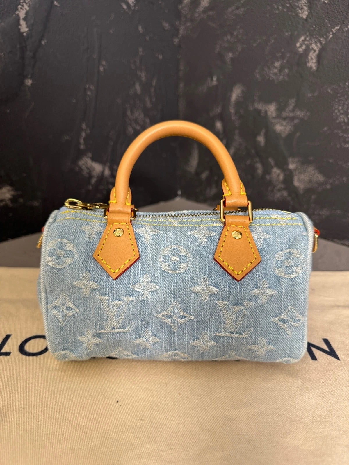 Louis Vuitton Speedy Nano Denim Light Blue Top Handle Bag For Women