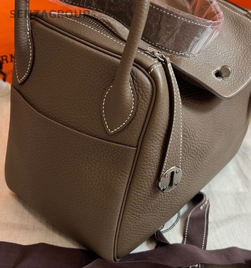 Hermes Lindy30 Shoulder Bag Gray Silver Used Women Classic Designer