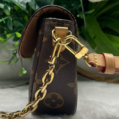 Louis Vuitton Ivy Monogram Chain Crossbody Bag Brown Gold Clasp