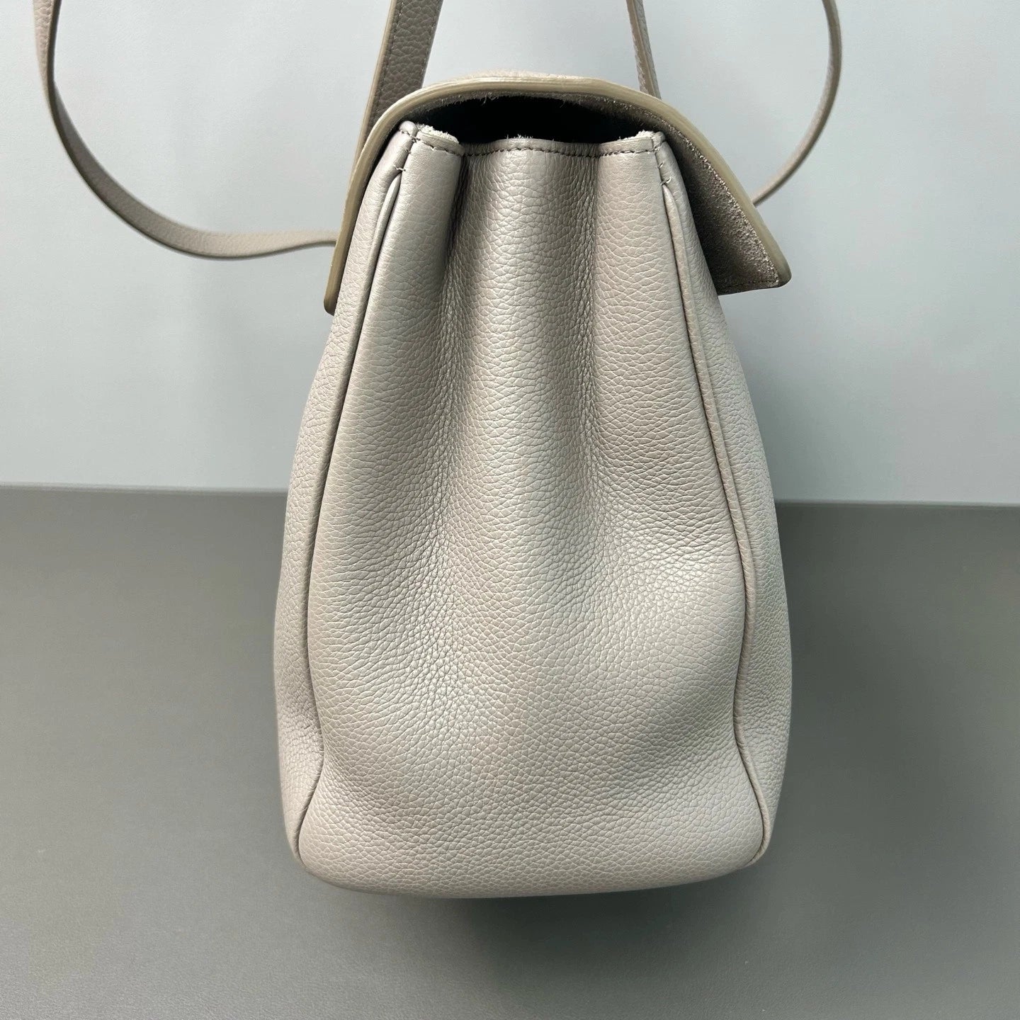 Celine Soft 16 Medium Grey Leather Tote Shoulder Crossbody Bag For Women