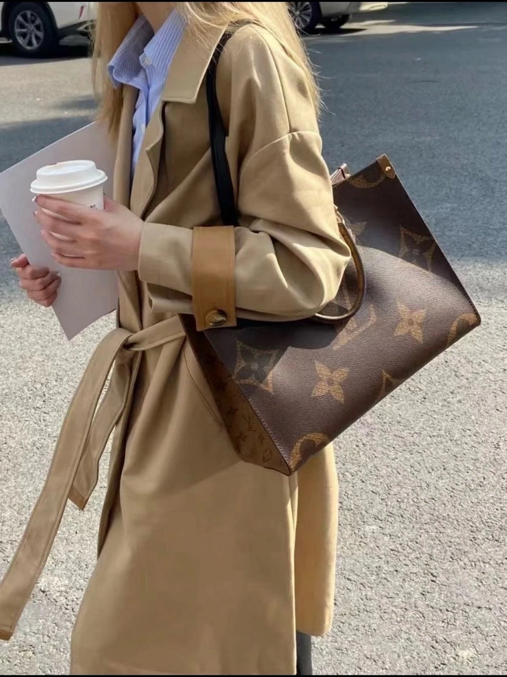 Louis Vuitton Canvas Monogram OnTheGo Medium Tote Bag For Women