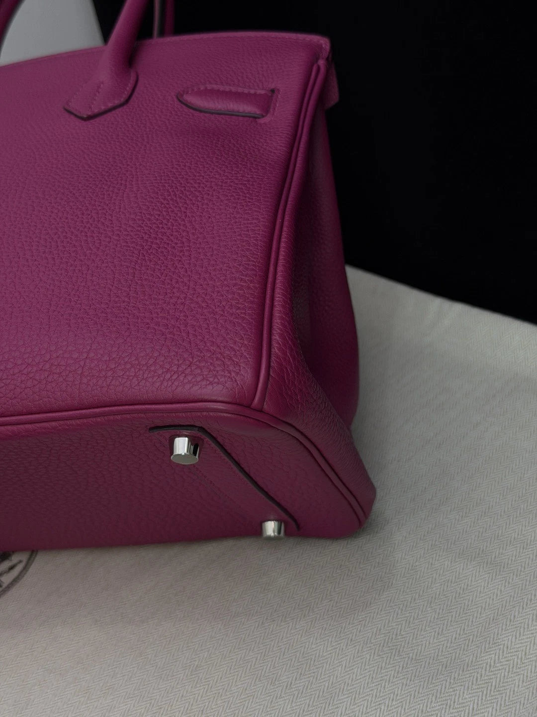 Authentic Hermes Birkin30 Togo Leather Purple Silver Hardware Tote Handbag