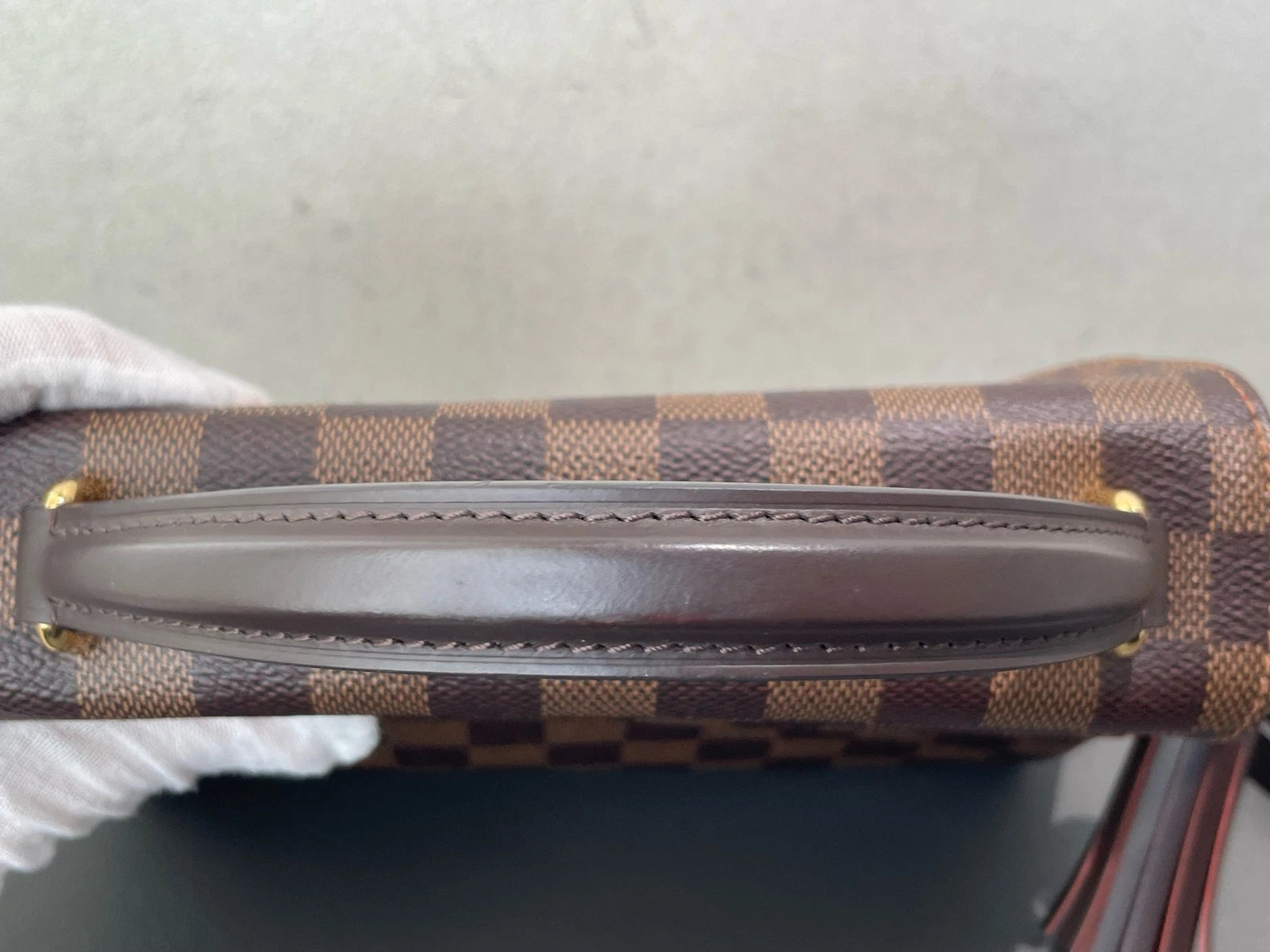 Louis Vuitton Croisette Damier Brown Gold Crossbody Top Handle Excellent