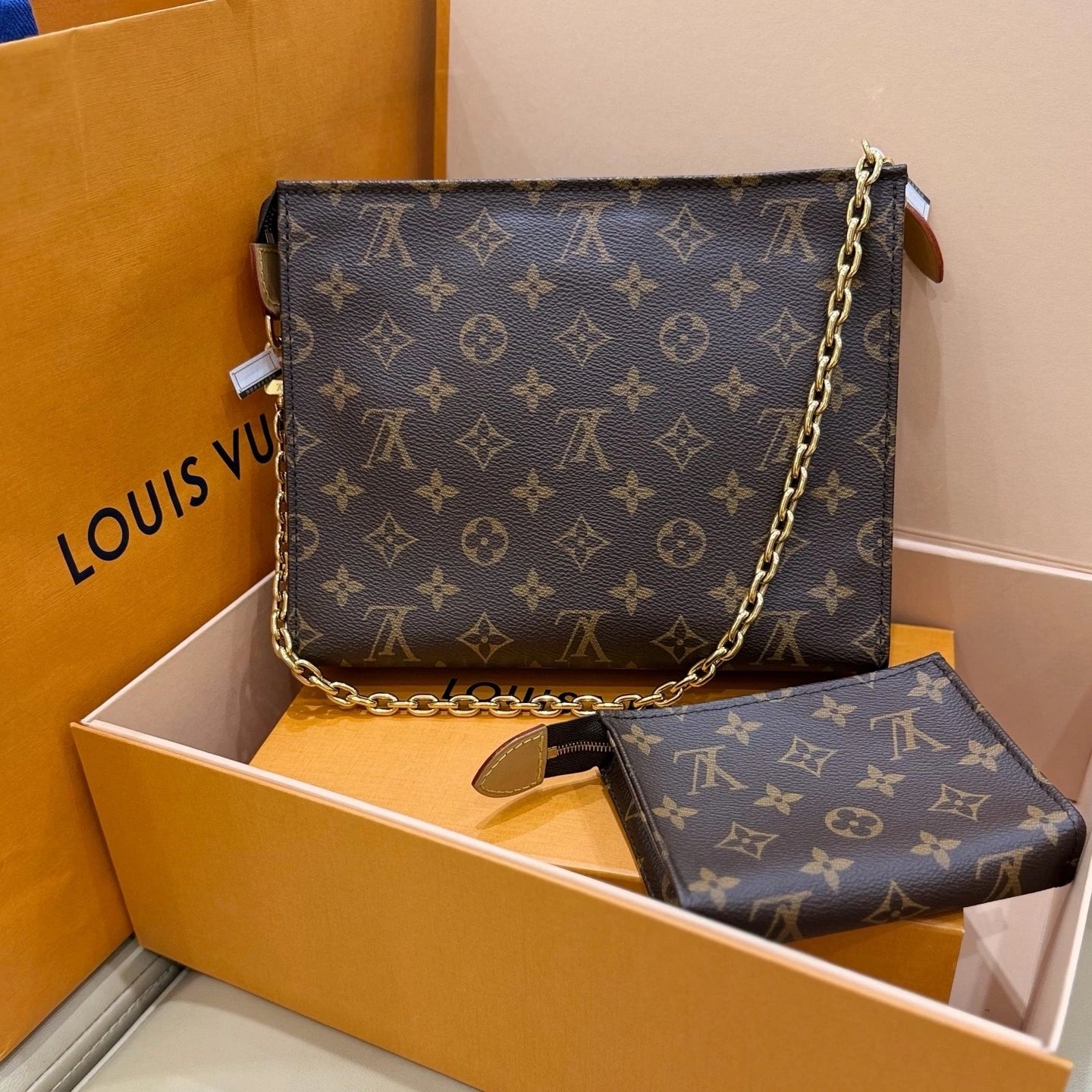 Louis Vuitton Toiletry Pouch On Chain Monogram Canvas Shoulder Bag