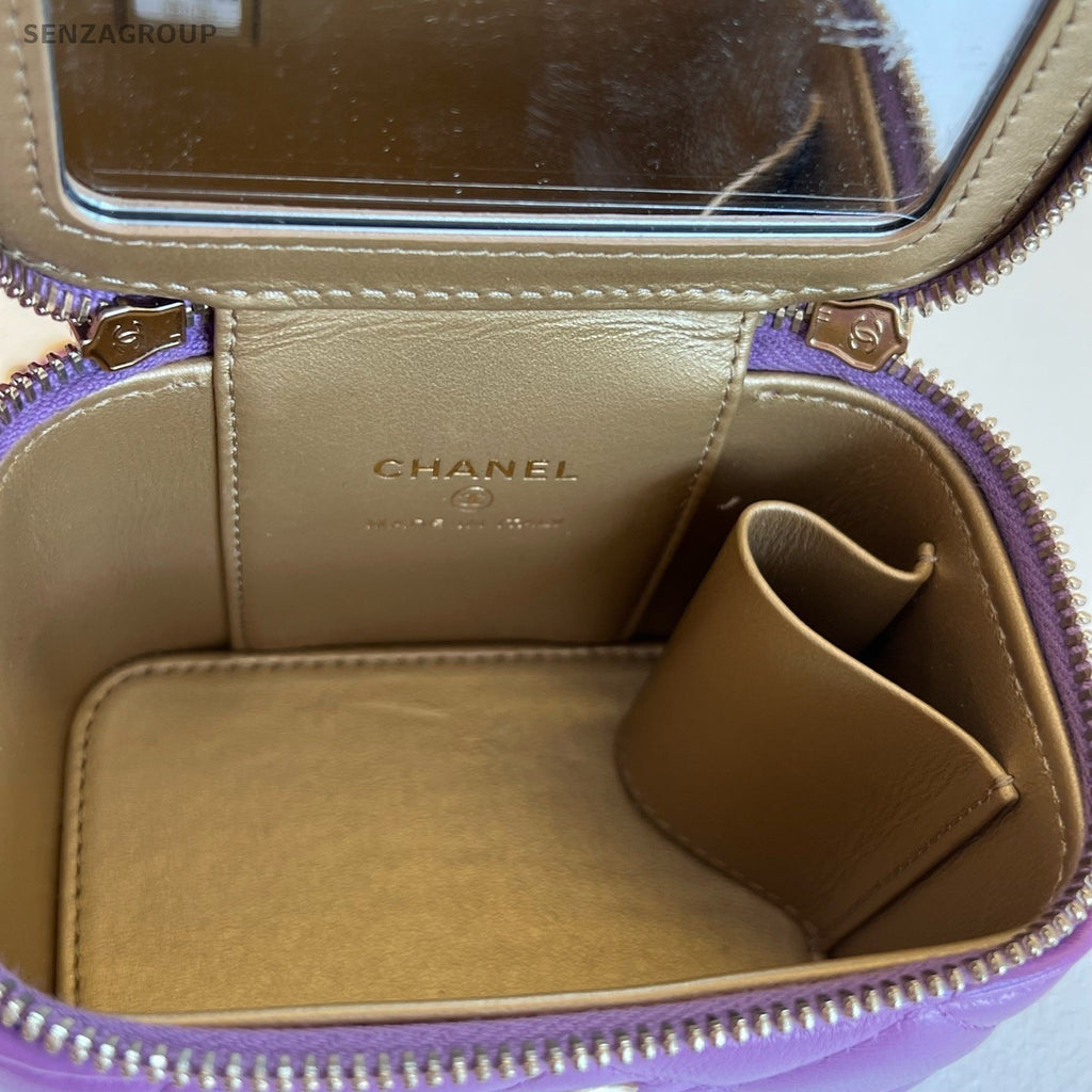 CHANEL 22S Box Lambskin Chain SHoulder bag Crossbody Women Purple Gold