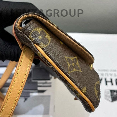Louis Vuitton Monogram Waist Bag Small Brown Gold Buckle Classic Women
