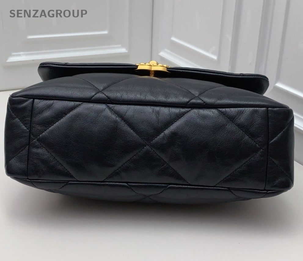 Chanel Diamond GM Chain Top Handle Bag Crossbody Black Gold Women Classic
