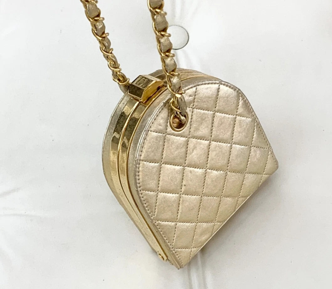 CHANEL Vintage Calfskin Gold Shoulder Bag Crossbody Bag Women S