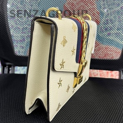Gucci Soho Disco Medium White Leather Shoulder Crossbody Bag Women's