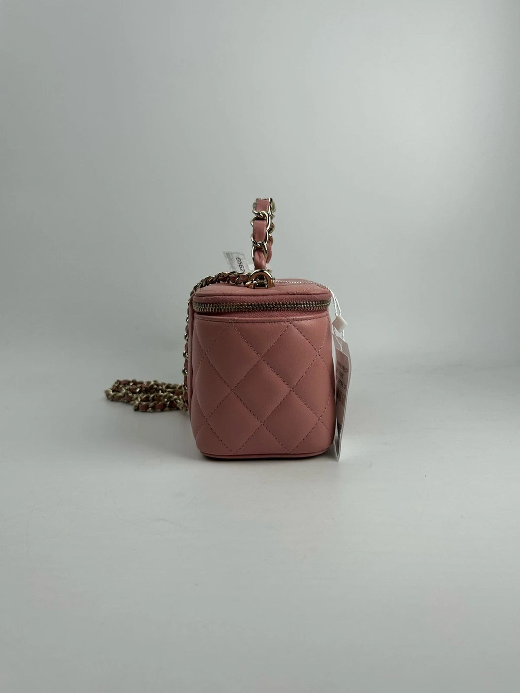 CHANEL Leather Pink Top Handle Long Box Bag For Women