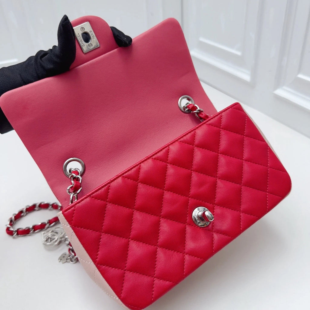 Chanel Classic Flap MINI Chain Shoulder Crossbody Bag RED Women Classic