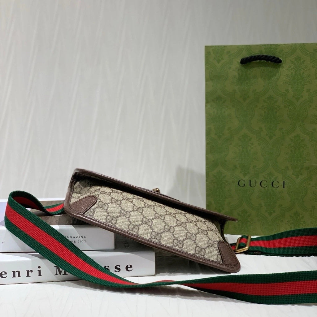 GUCCI Canvas Tiger Head Crossbody Bag For Women