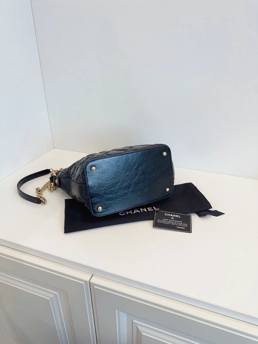 Chanel Oil Wax Leather Shoulder Bag Crossbody Bag Black Women Classic