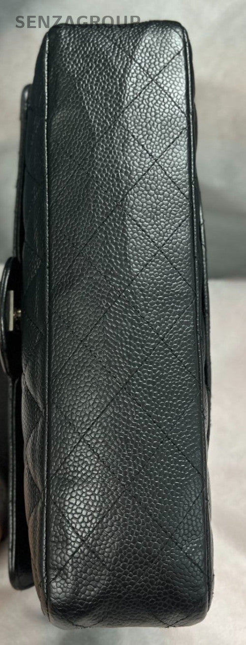 Chanel Classic Flap MM Chain Shoulder Bag Black Silver Used Women Designer