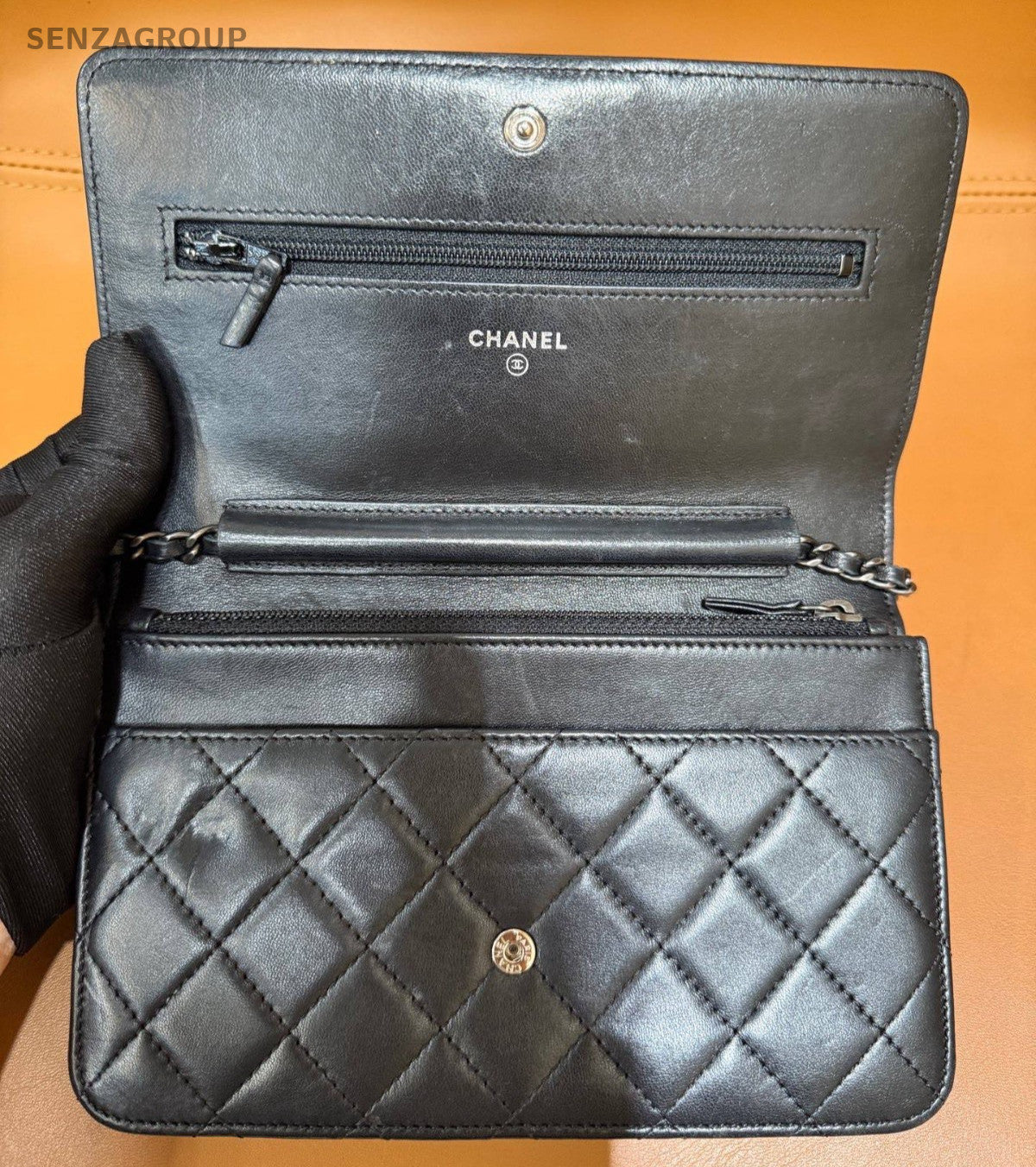 Chanel Leboy WOC Chain Shoulder Bag Crossbody Black Silver Women Classic
