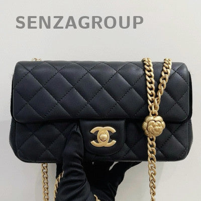 Chanel Black Gold Lambskin CF Mini Flap Bag Chain Shoulder Crossbody