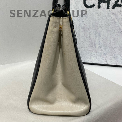 Prada Saffiano Black White Tote Bag - Classic Women's Handbag