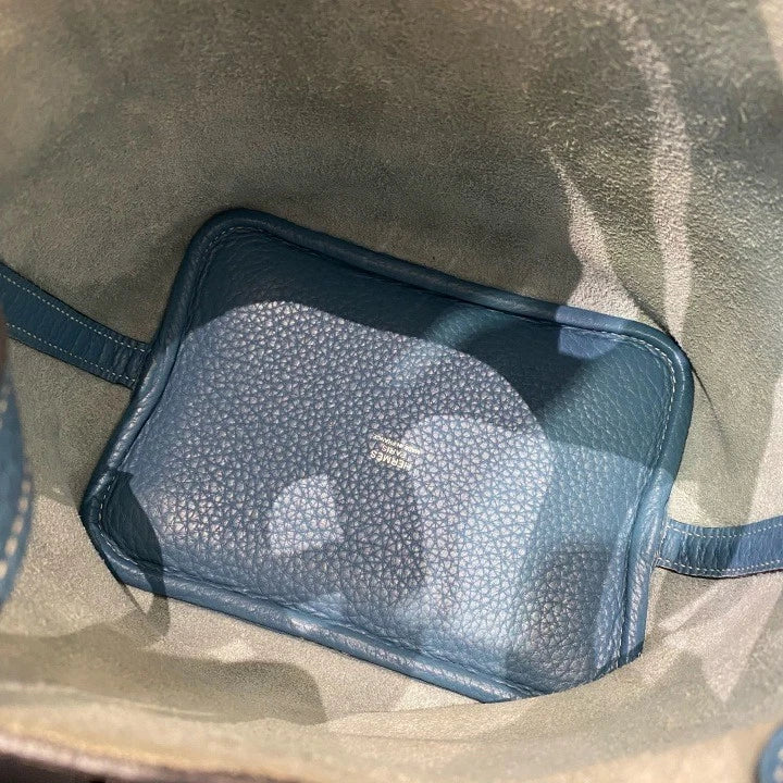 Hermes Picotin18 Bucket Top Handle Bag Blue Silver Used Women Classic D