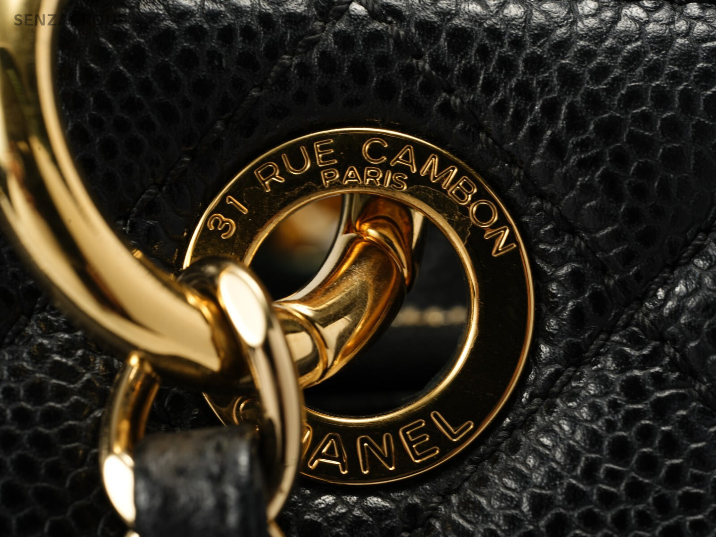 CHANEL Classic Matelasse GST Chain Tote Shoulder Bag Black Gold