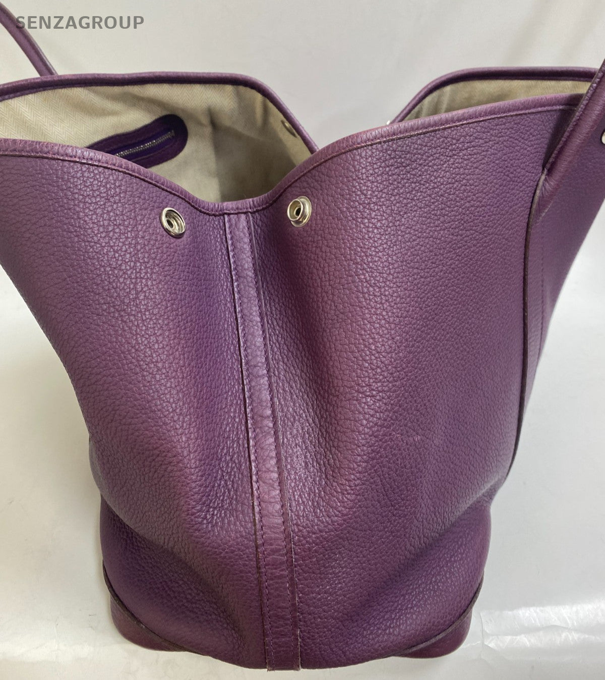 Hermes Garden Party36 Top Handle Bag Purple Silver Used Women Classic Fashion
