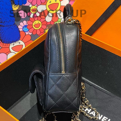 Chanel Black Gold Mini Quilted Chain Backpack - Classic Women's Fashion