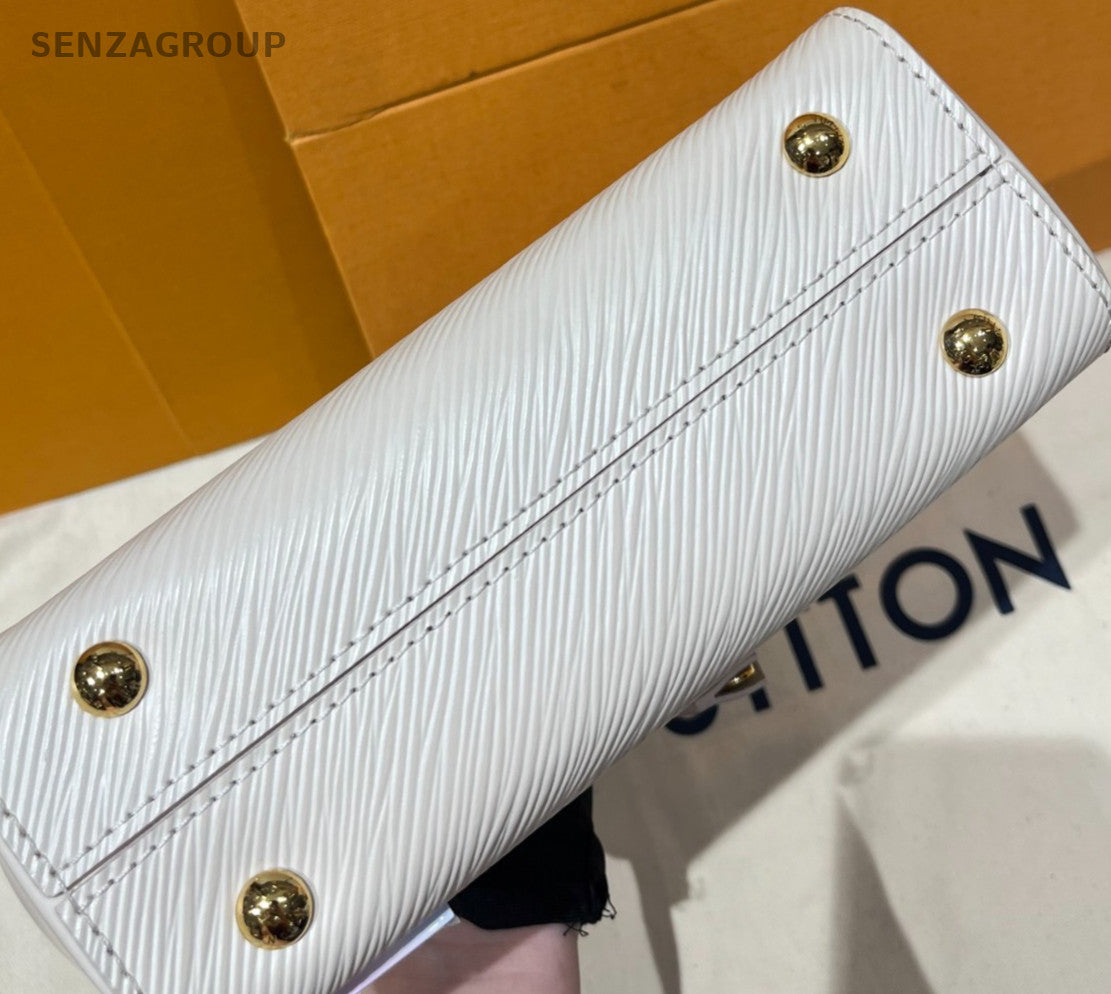 Louis Vuitton Cluny Mini Epi Leather Top Handle Bag Crossbody White Women