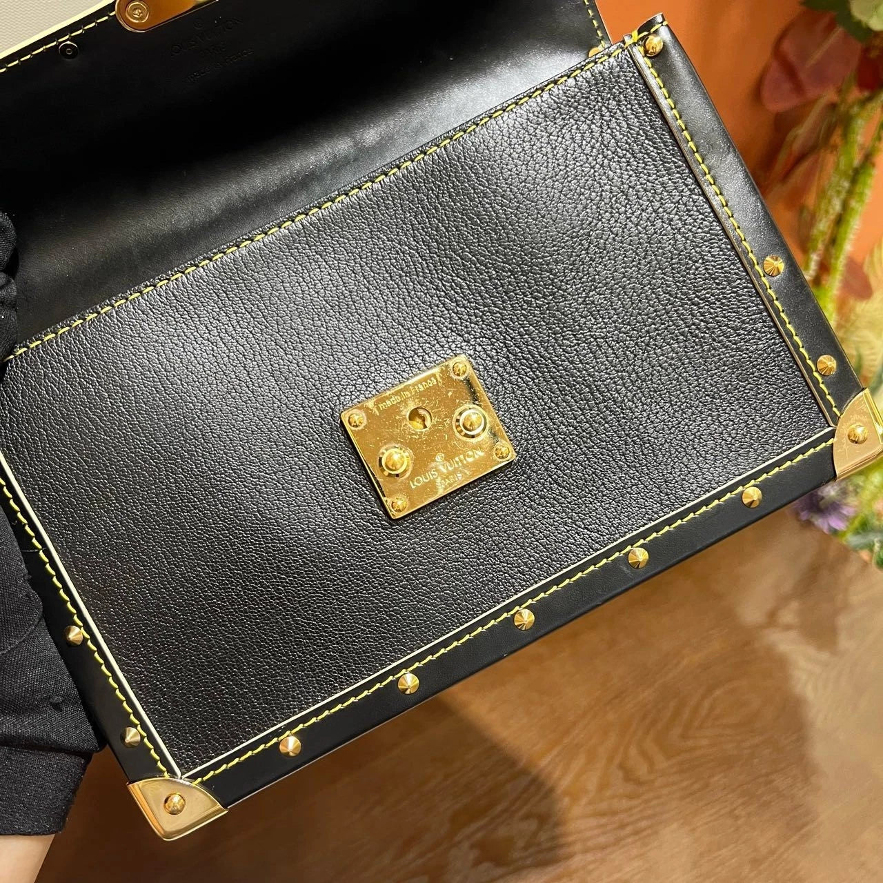 Louis Vuitton Souhali Black Gold Mini Goatskin Handbag For Women