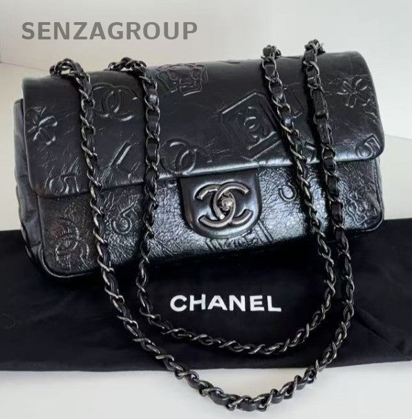 Chanel Classic Flap So Black Calfskin Chain Shoulder Bag Used Women Fashion