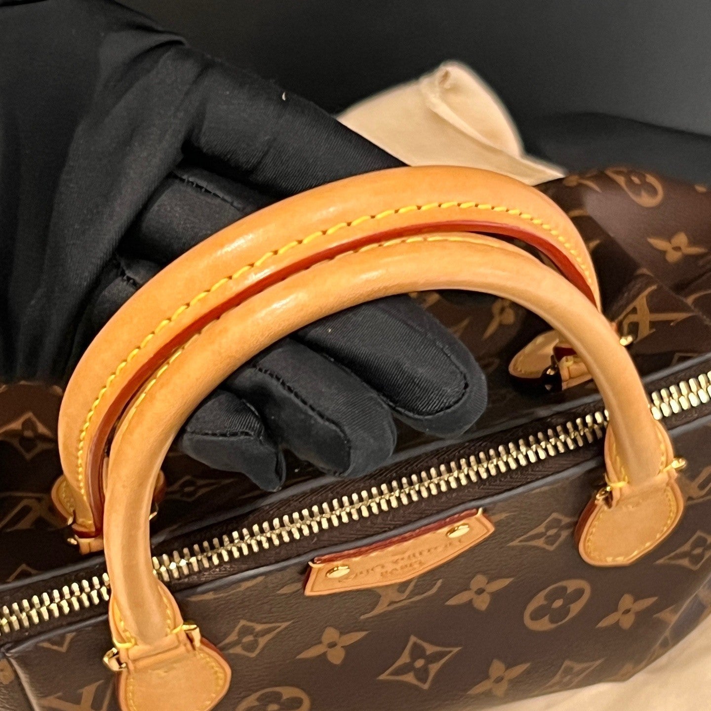 Louis Vuitton Monogram Canvas PM Top Handle Crossbody Brown Gold  Women Classic