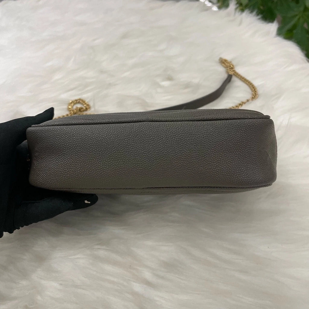 Saint Laurent Camera Bag Chain Strap Crossbody Green Gold Classic Women