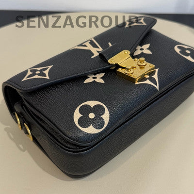 Louis Vuitton Monogram Messenger Bag Black White Chain Strap Women