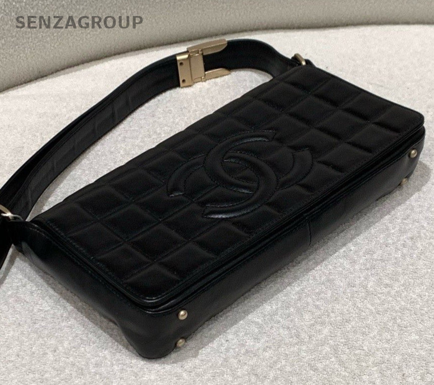 Chanel Ice Cube Vintage Black Gold Shoulder Bag Used Women Classic