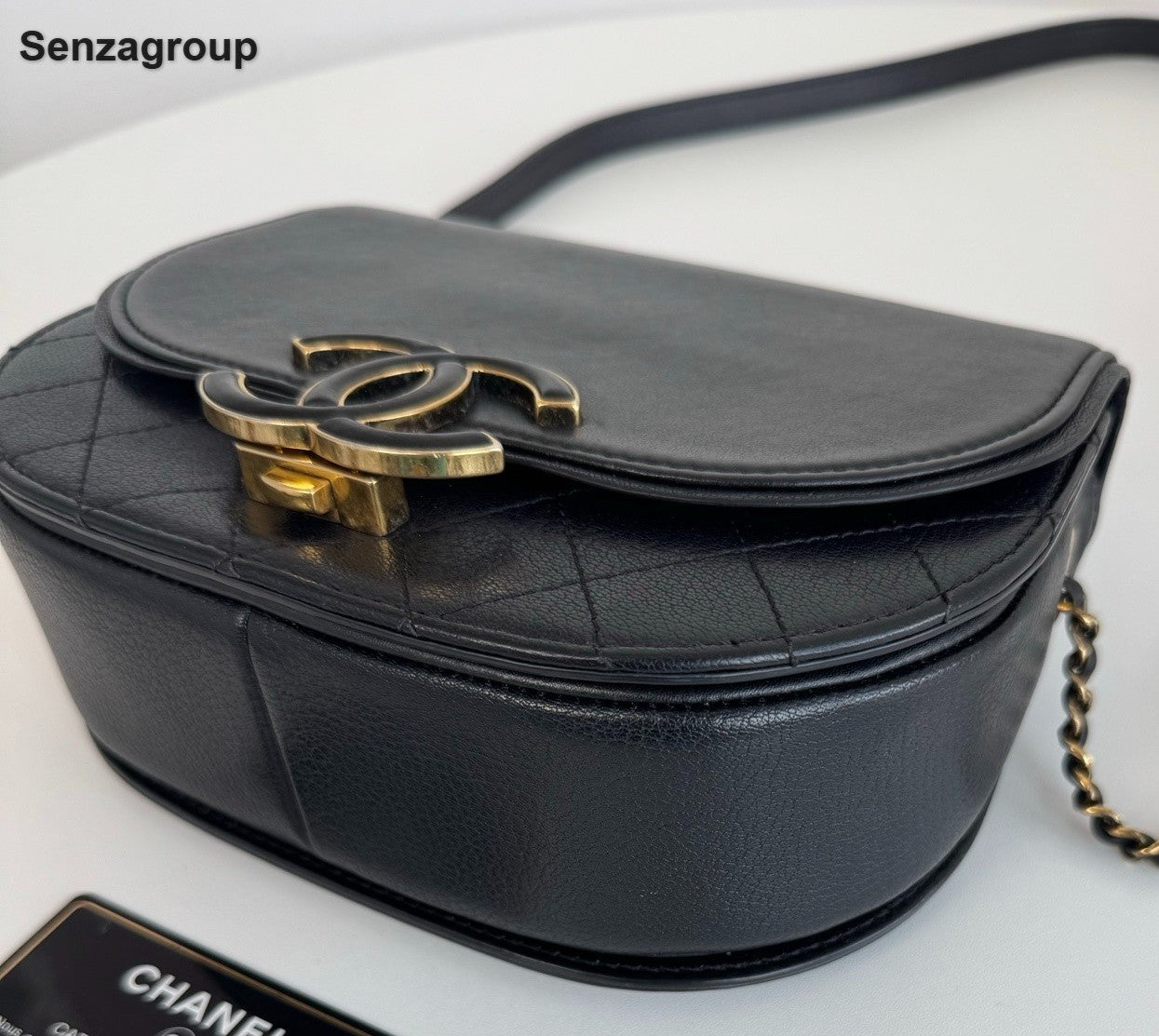 Chanel Cuba Calfskin Top Handle Crossbody Black Gold Women Classic Fashion