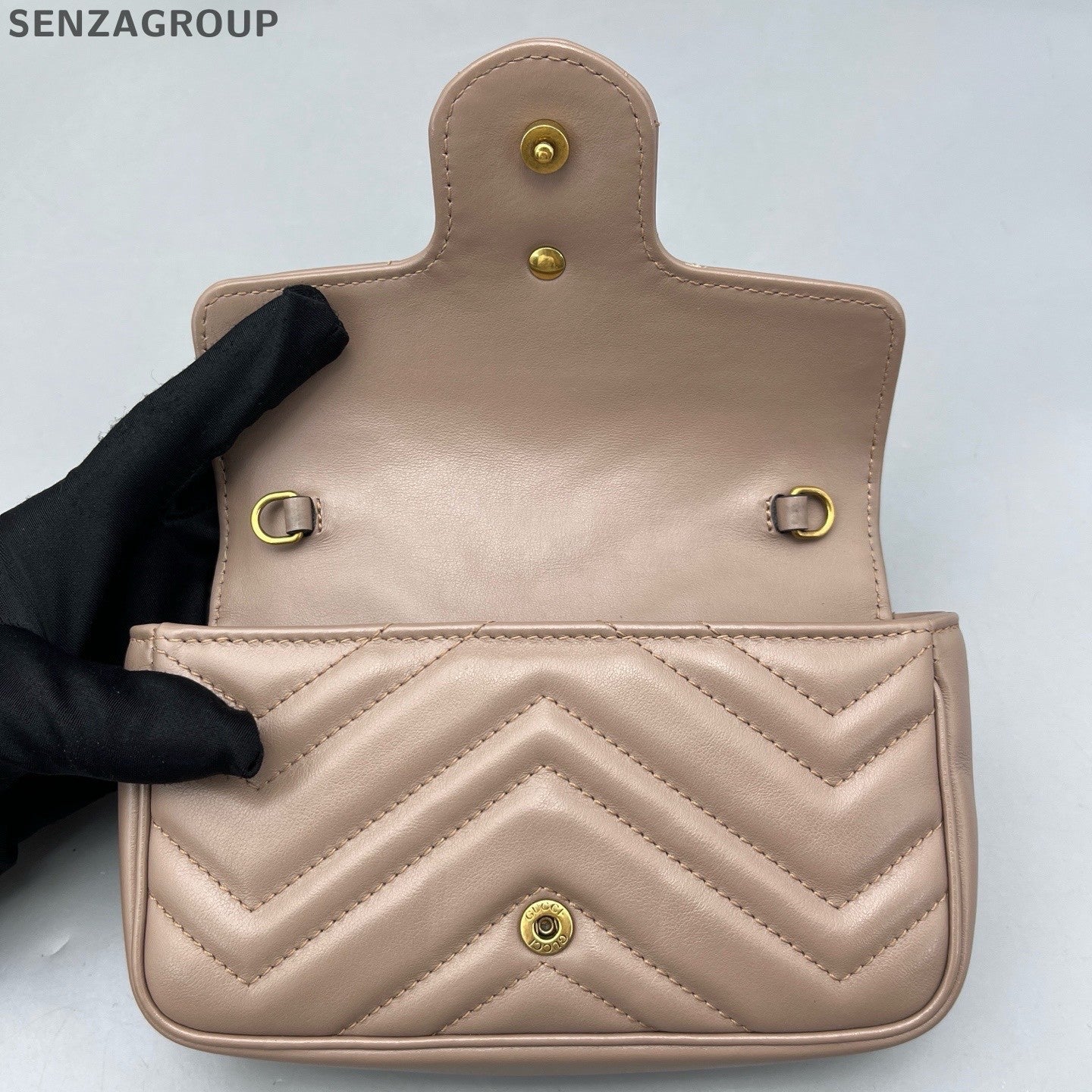 Gucci Marmont Mini Chain Crossbody Bag Beige Gold Hardware Classic Women