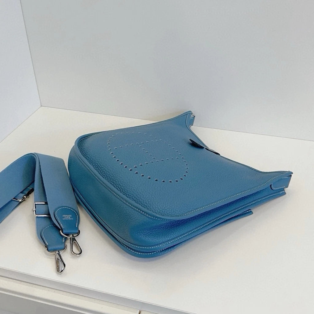 Hermes Evelyne29 Shoulder Bag Crossbody Blue Silver Used Women Classic Fashion