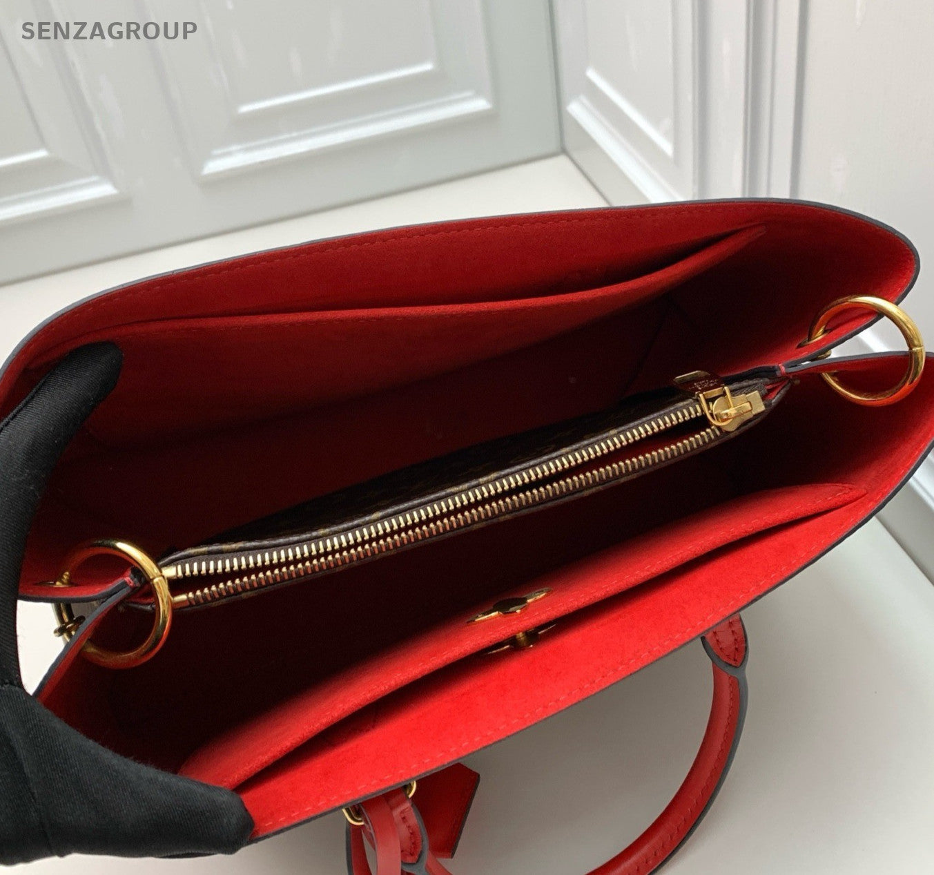 Louis Vuitton Flower Tote Monogram Handbag Shoulder Bag Brown Red Women Classic