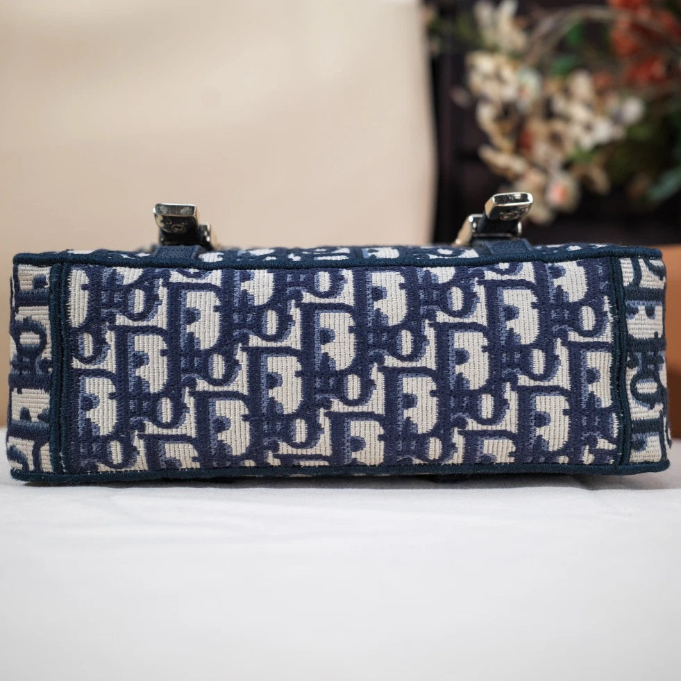 Christian Dior Camp PM Oblique Canvas Blue Shoulder Bag Crossbody SHW