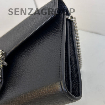 Gucci Dionysus WOC Black Silver Chain Shoulder Crossbody Bag Women Classic